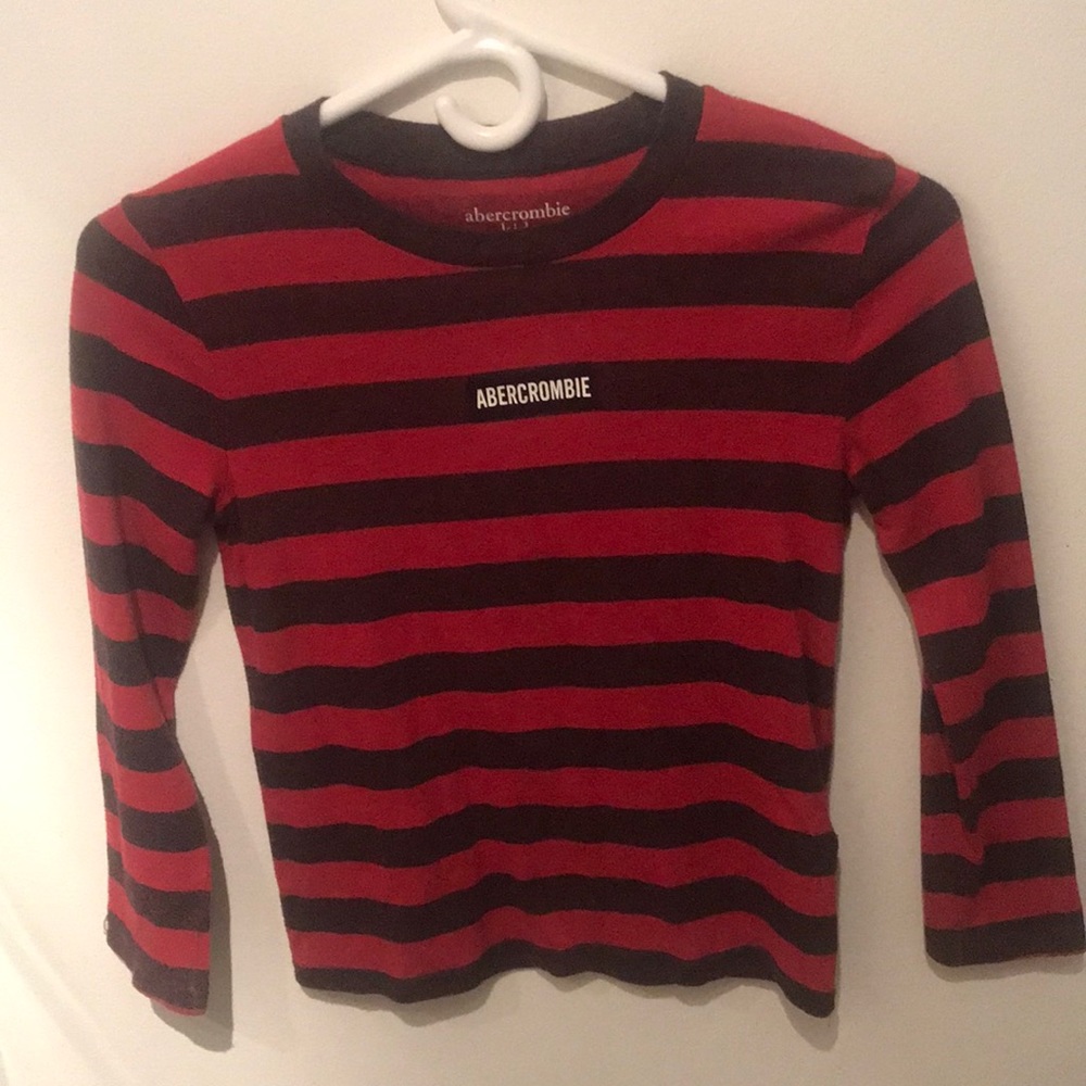 Adorable Abercrombie Kids Red striped long sleeve tshirt/thin sweater 7/8 yrs